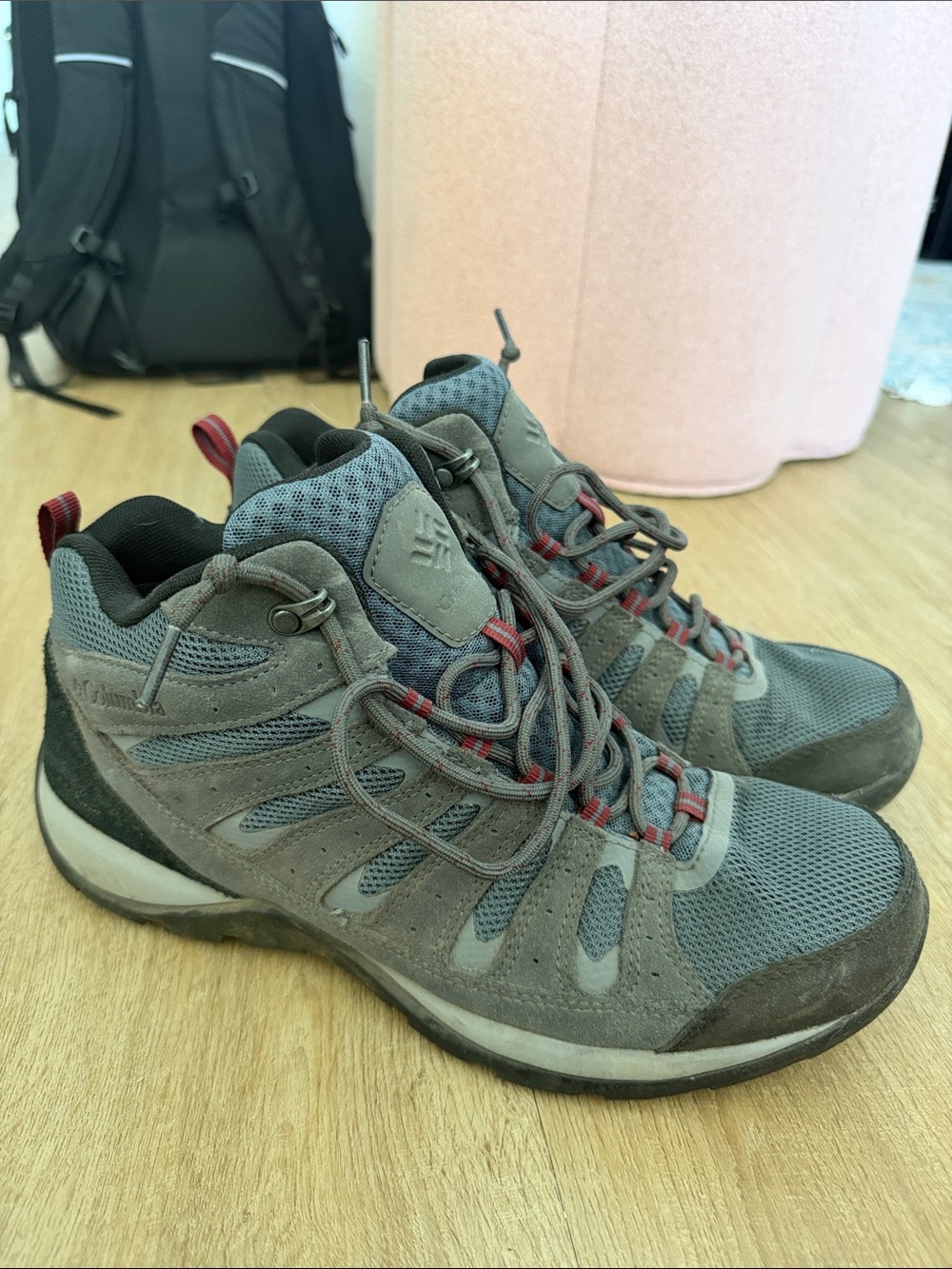 Columbia Gray Hiking Boots with Red Details
